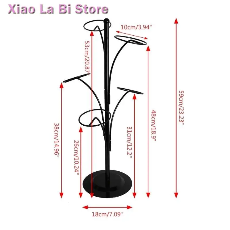 XXFD Modern Metal Hat Stand con 5 ganci rotondi in piedi da baseball Cappello per cappello da stoccaggio del cappello semplice