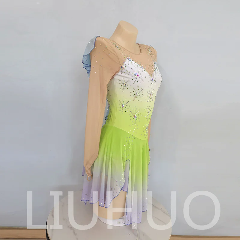 LIUHUO Ice Figure Skating Dress Girls Women Teens Stretchy Spandex Competition Wholesale