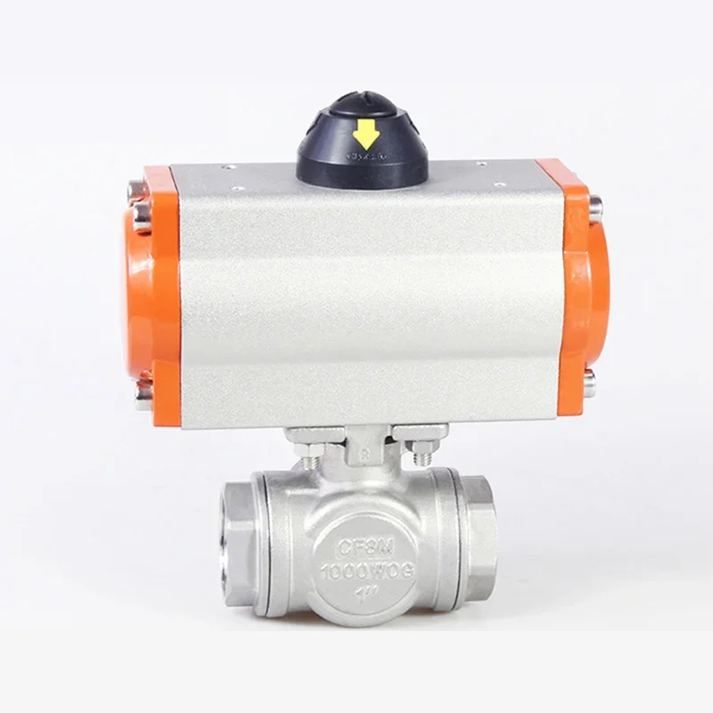 Magnetventil Pneumatic internal thread three-way ball valve T type L type cut-off reversing valve DN8 DN10 DN15 304 stainless steel wire port Pneumatik — Detail 4