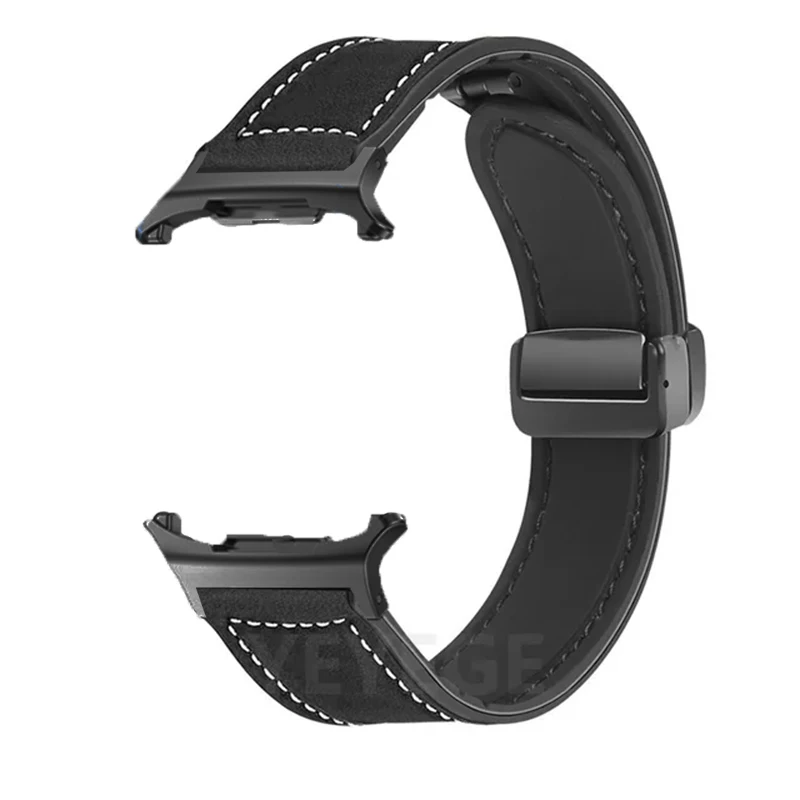 سوار جلدي من السيليكون لساعة سامسونج جالاكسي 8 44 ملم 40 ملم حزام مغناطيسي لهاتف جالاكسي 8 كلاسيك 46 ملم بدون فجوات حزام الساعات