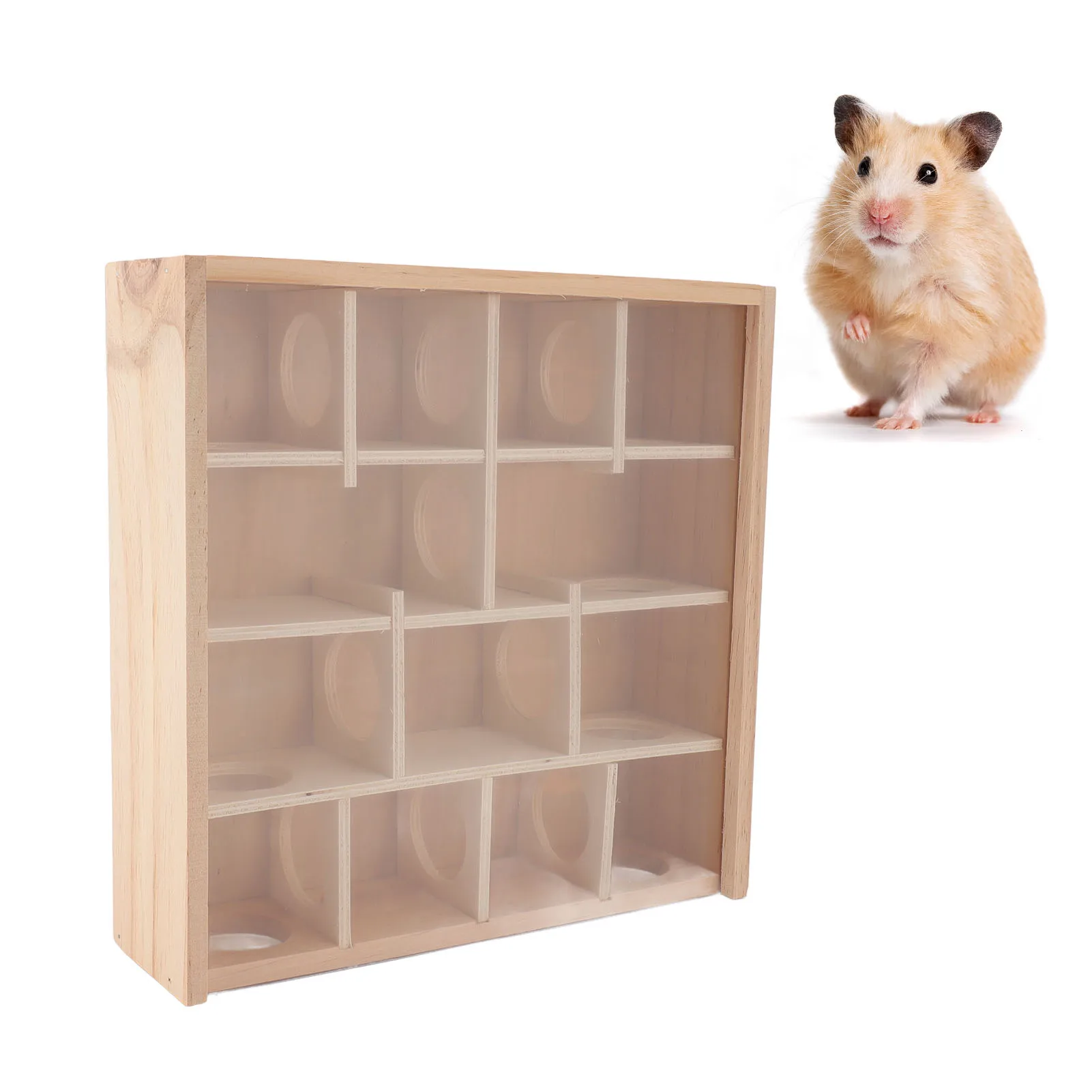 Wooden Hamster Tunnel Maze with Cover Interactive Hamster Tunnel Exploring Toys for Hamsters Mice Small Gerbil