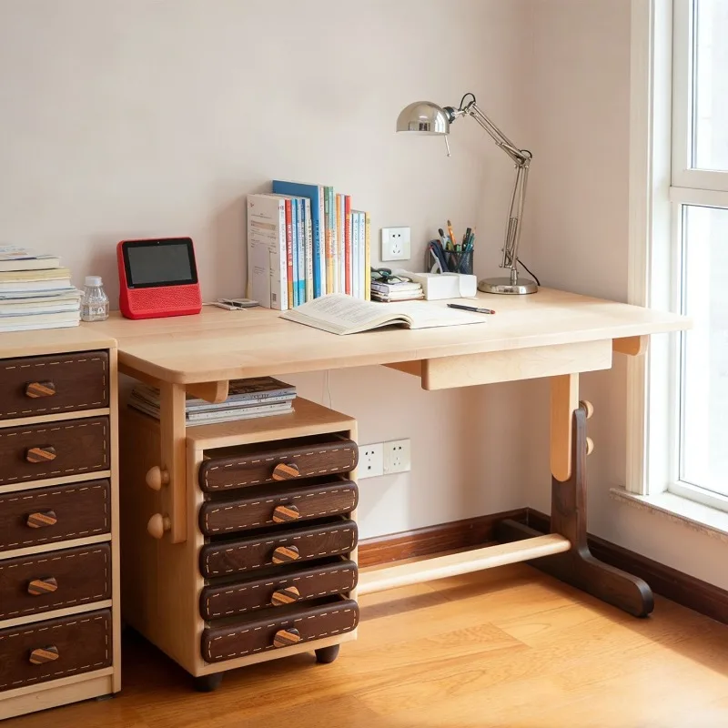 Candy desk with bookcase, storage all solid wood multi-functional study table home office bedroom study room