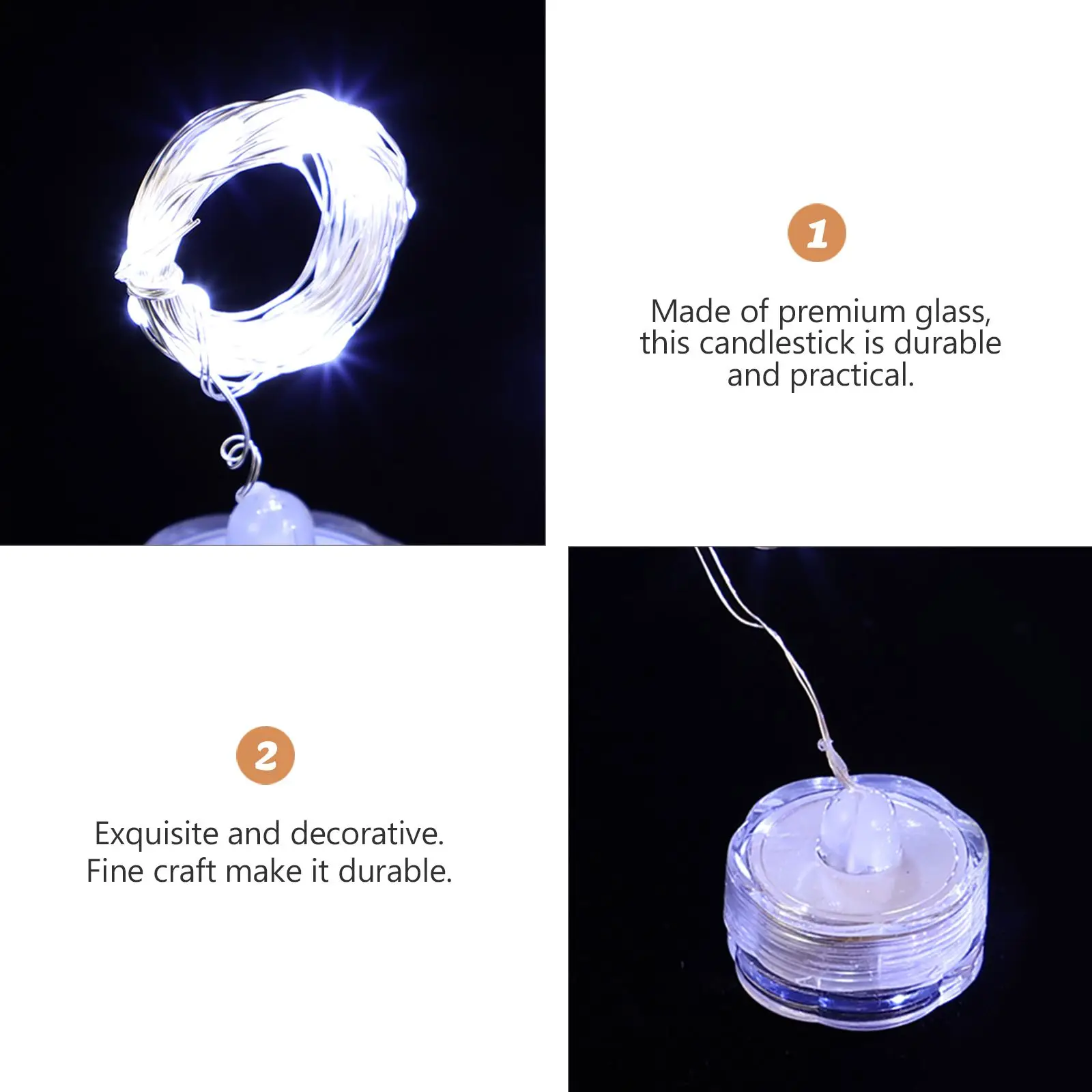 6 Pcs Copper Wire Light String Creative Shape Lights LED Submersible Multi-functional Button Plastic