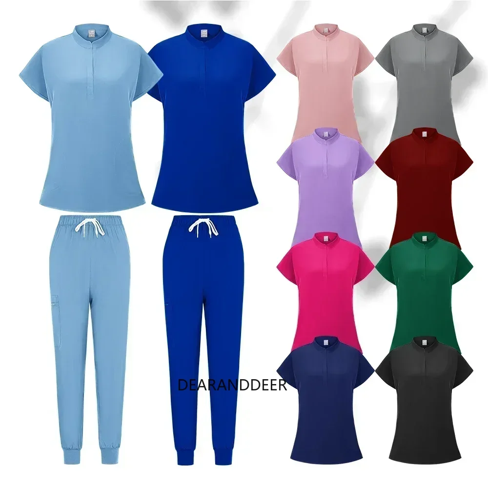 Multi-colored high elasticity soft dental pet hospital pharmacy clinic beauty salon uniform sets suitable for doctors and nurses