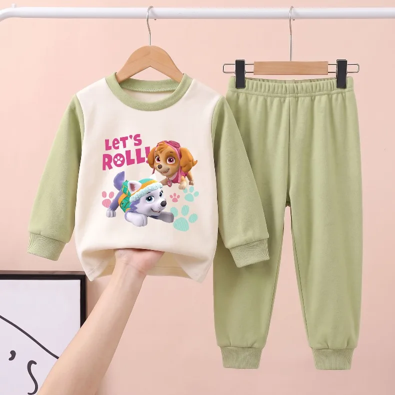 Herbst-Winter Warme Langarm-Unterwäsche-Sets für Kinder Weiche Bequeme Fleece-Pyjamas für Jungen und Mädchen Lässige Schlafanzüge – Detail 5