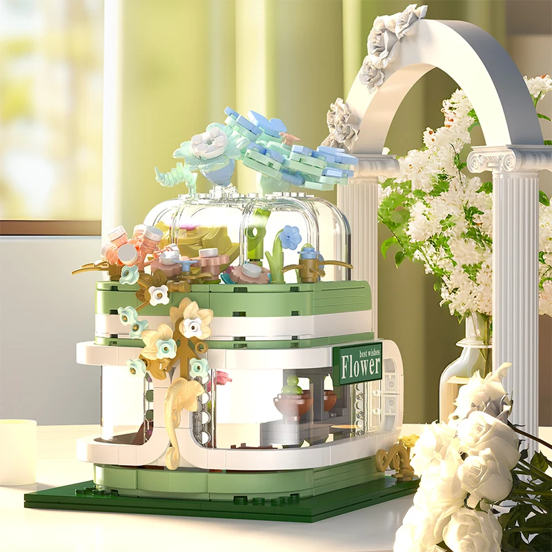 

Mini City Street View Assemble Building Blocks Music Dance Studio Art Museum Florist Model Bricks Girl Toy Friends Children Gift