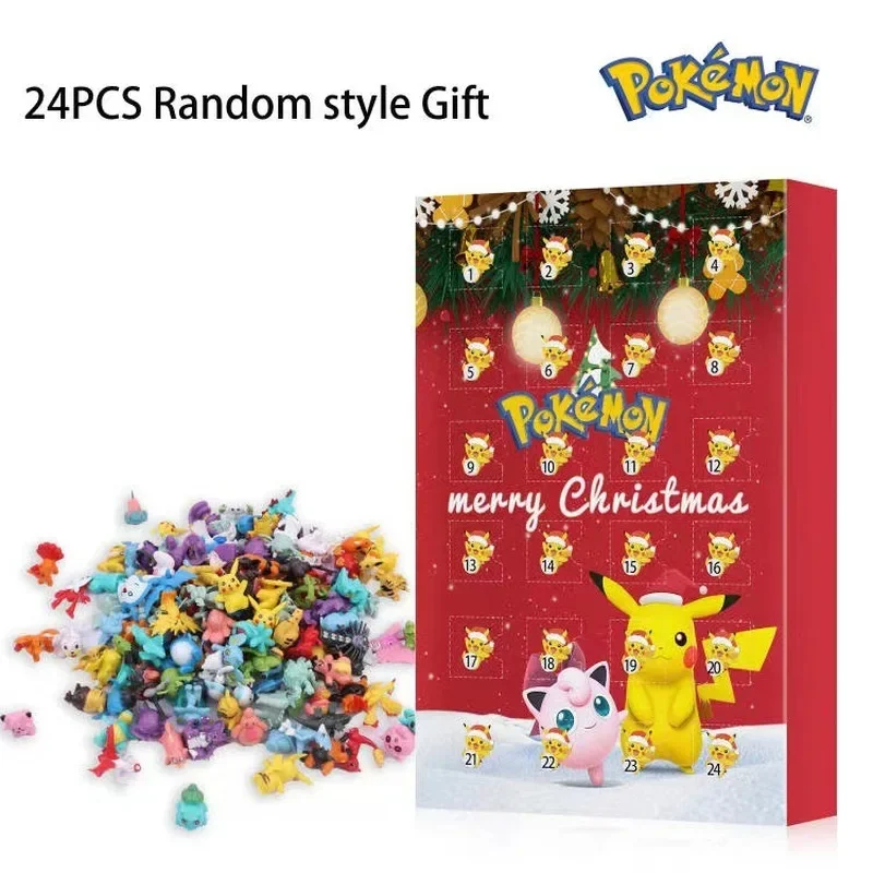 Pokemon Series Cartoon Cute Christmas Arrival Calendar Box Pokemon Pet Sprite Christmas Ornaments 24pcs As Gifts For Children