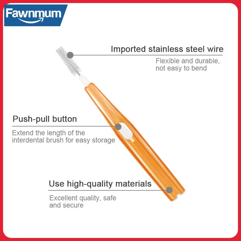 Fawnmum Spazzola interdentale Pulisci tra i denti Spazzolino Pulizia Strumenti orali Ortodonzia dentale Portatile 0,6-1,2 mm