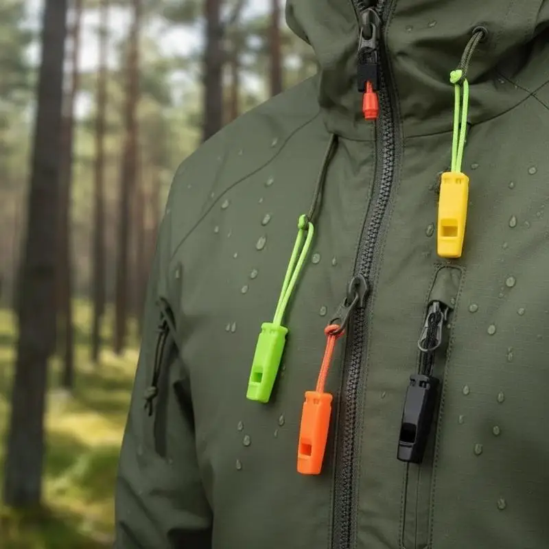 5Pcs Emergency Survival Whistle Braided Lanyard Outdoor Safety Signal For Camping Hiking Travel Random Color
