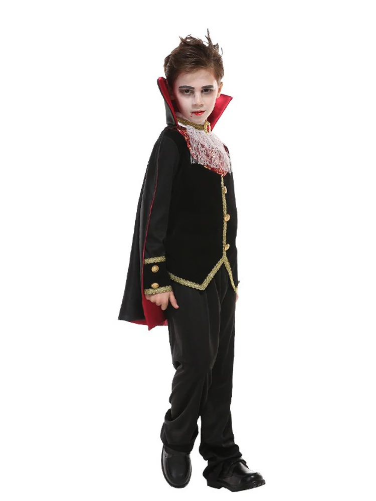 Disfraces familiares de Halloween, trajes de Cosplay de vampiro Drácula con capas de vampiro, Cosplay de fiesta para niños, ropa de bruja, trajes de escenario