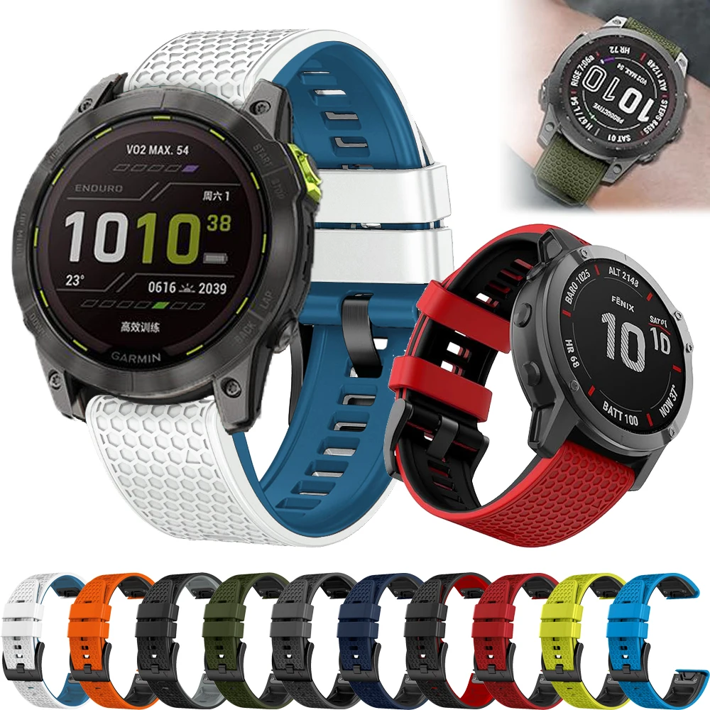 For Garmin Fenix 8 AMOLED 51mm 7 E 47MM Bands Enduro 3/Epix Gen 2/instinct 2 Bracelet Smart Two-Tone Quick Fit Silicone Strap