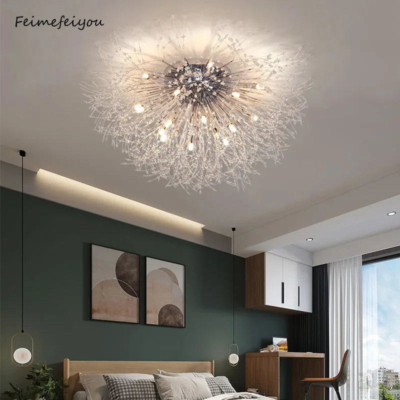 Modern LED Ceiling Lamps Dandelion Crystal Ceiling Light Decoration For Living Dining Table Room Home Indoor Lighting Bedroom