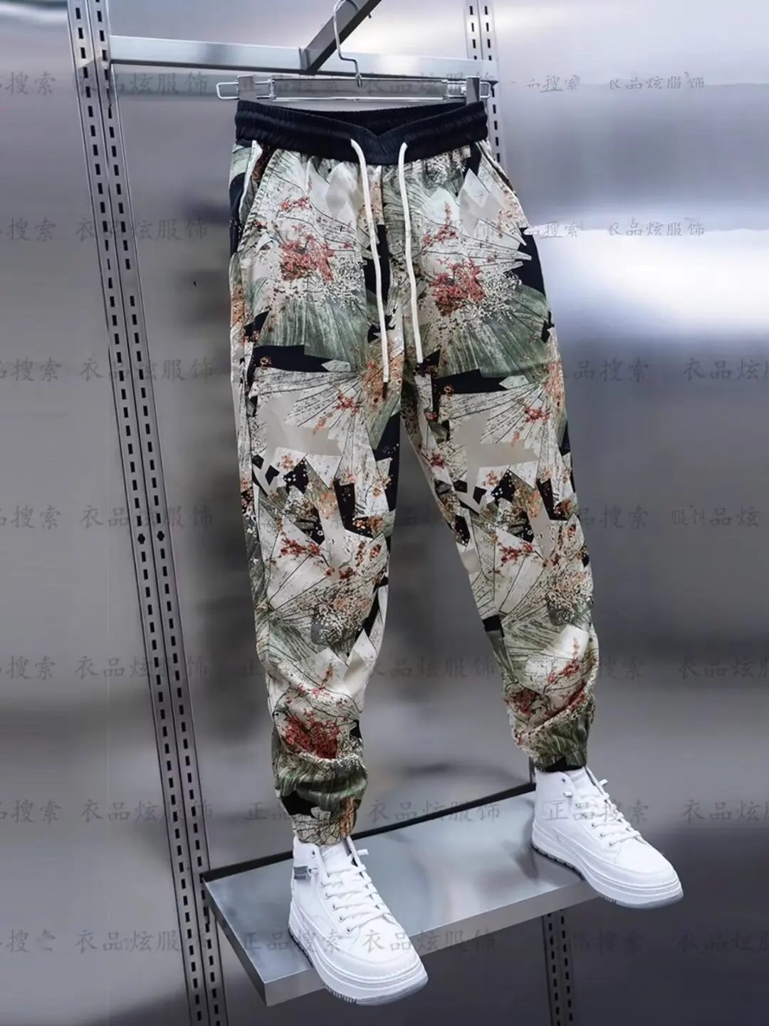 2024 Men Harem Pants Print Retro casual beach trendy Joggers Cotton Trousers Men Baggy Loose Chinese Style Men Casual Pants