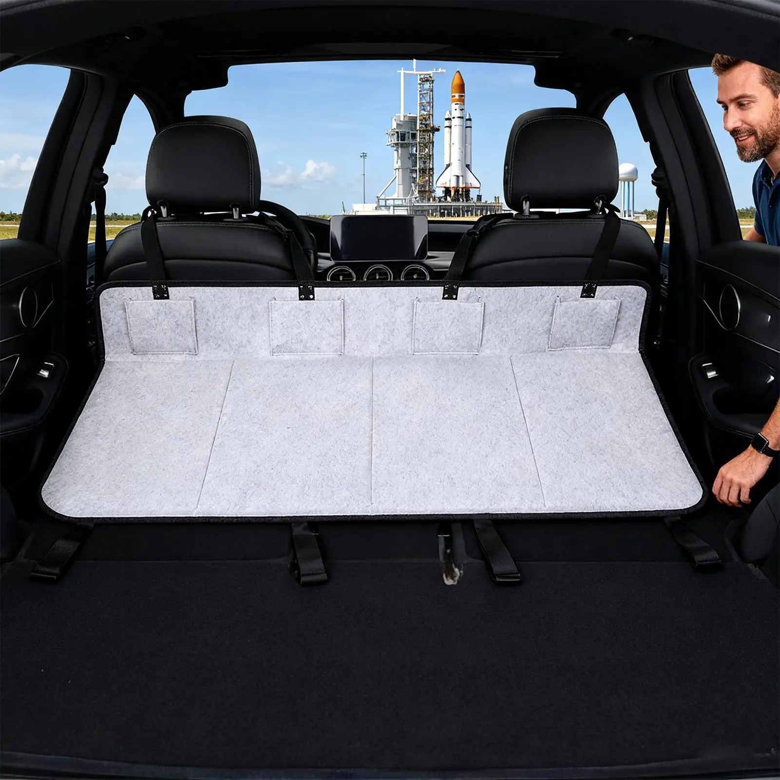 

Car Camping Bed Platforms Non-slip Waterproof Foldable Auto Supplies Car Backseat Extender For Picnic Fishing Beach Pet Camping