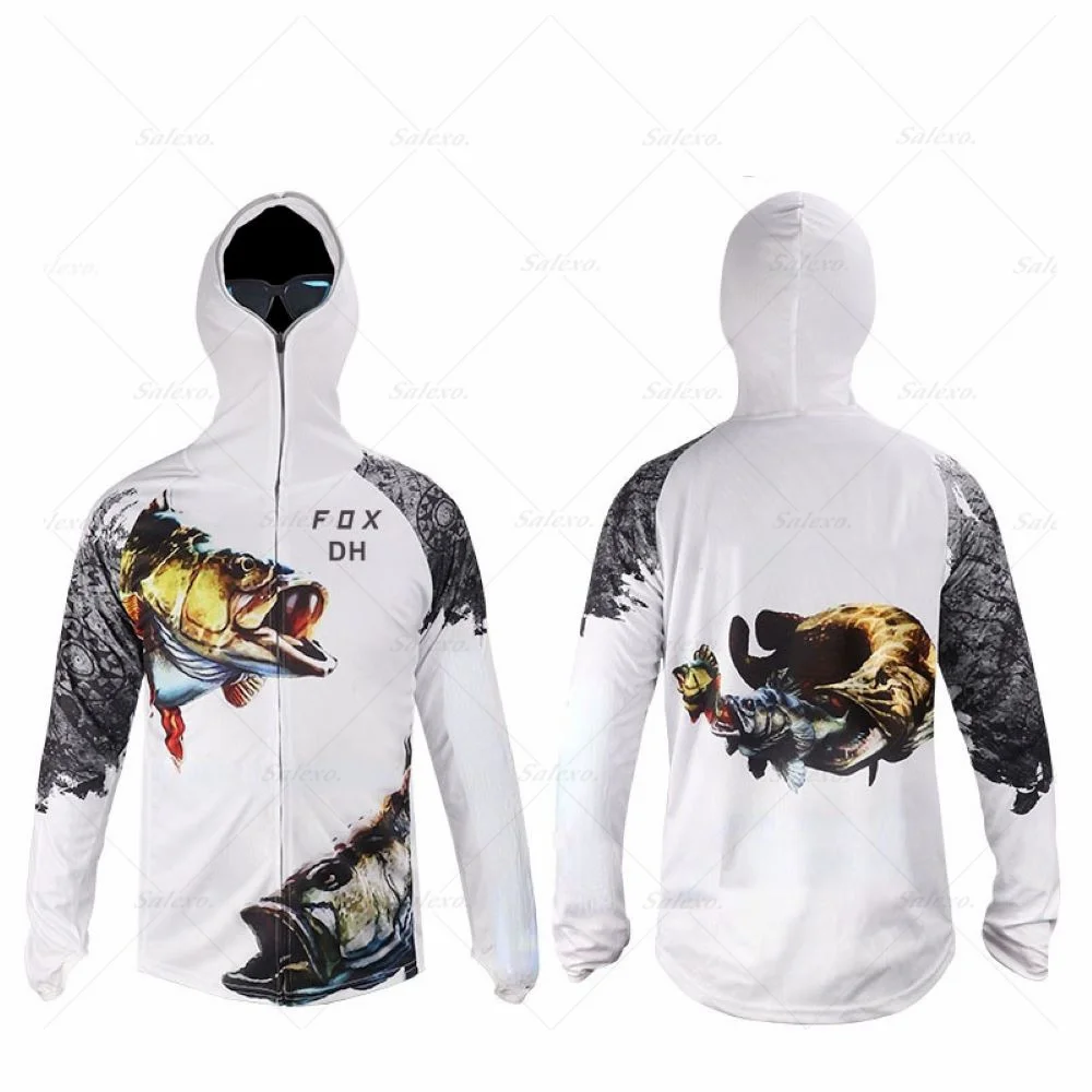 2025 Fishing Shirt Jacket Ice Silk Quick Dry Sports Clothing Sun Protection Face Neck Anti-uv Breathable Fishing Hooded Clothes