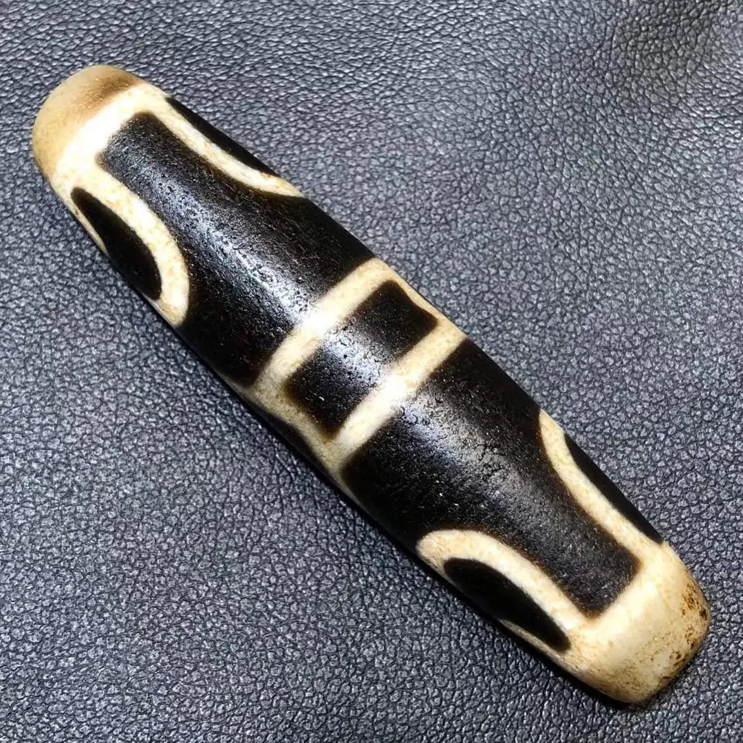 Rare Energy Tibetan Old Agate Lotus Master Hat Totem dZi Bead pendant58.5×13.9mm