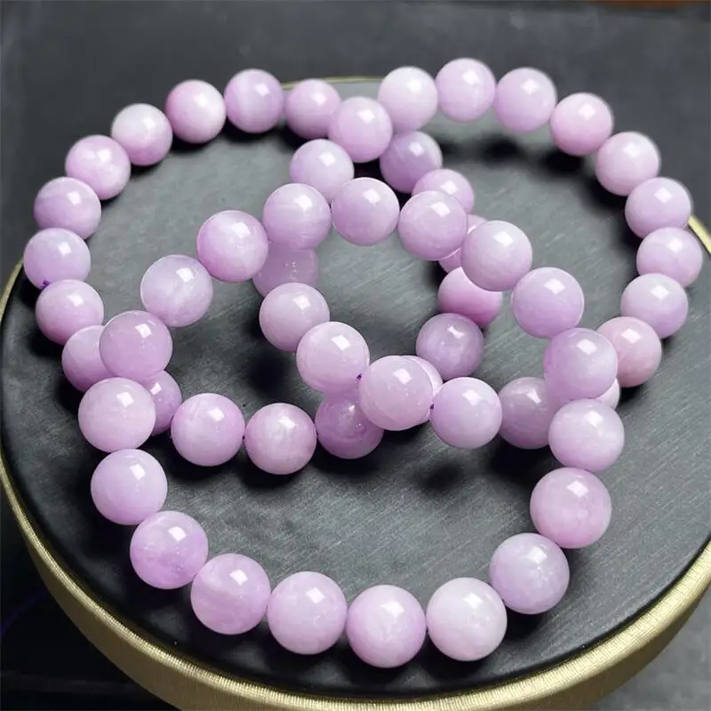 

10MM Natural Kunzite Bracelet Energy Crystal Aura Healing Fengshui Yoga Elastic Couple Jewelry Gift 1PCS