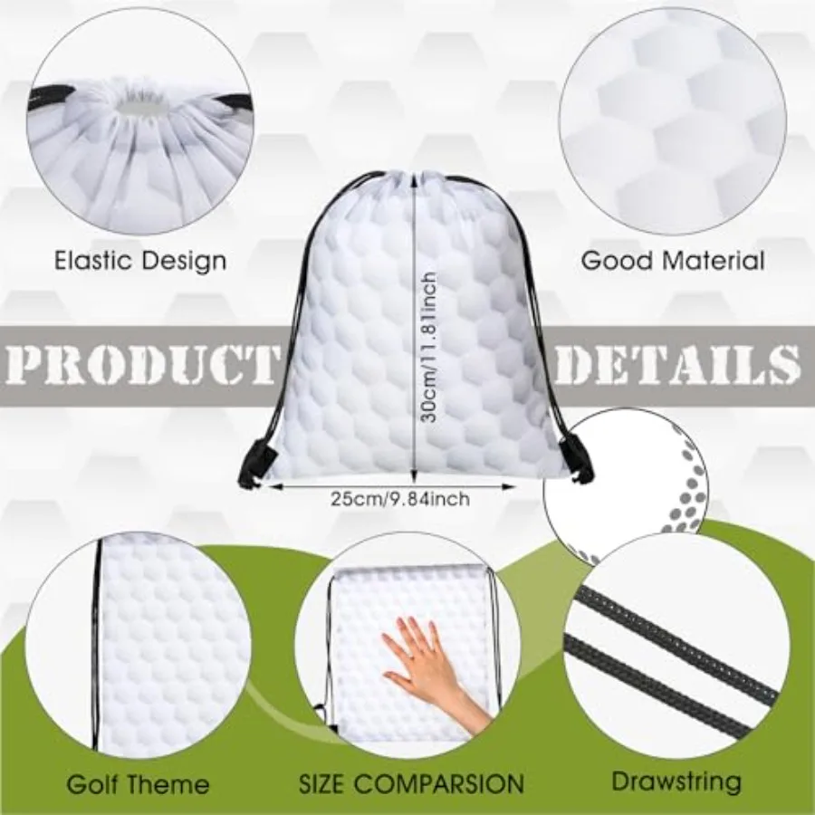 12 Pieces Golf Drawstring Bags Bulk Small Sport Goodie Bags Snack Treat Backpack for Ball Birthday Party Favor Team Gifts view 2