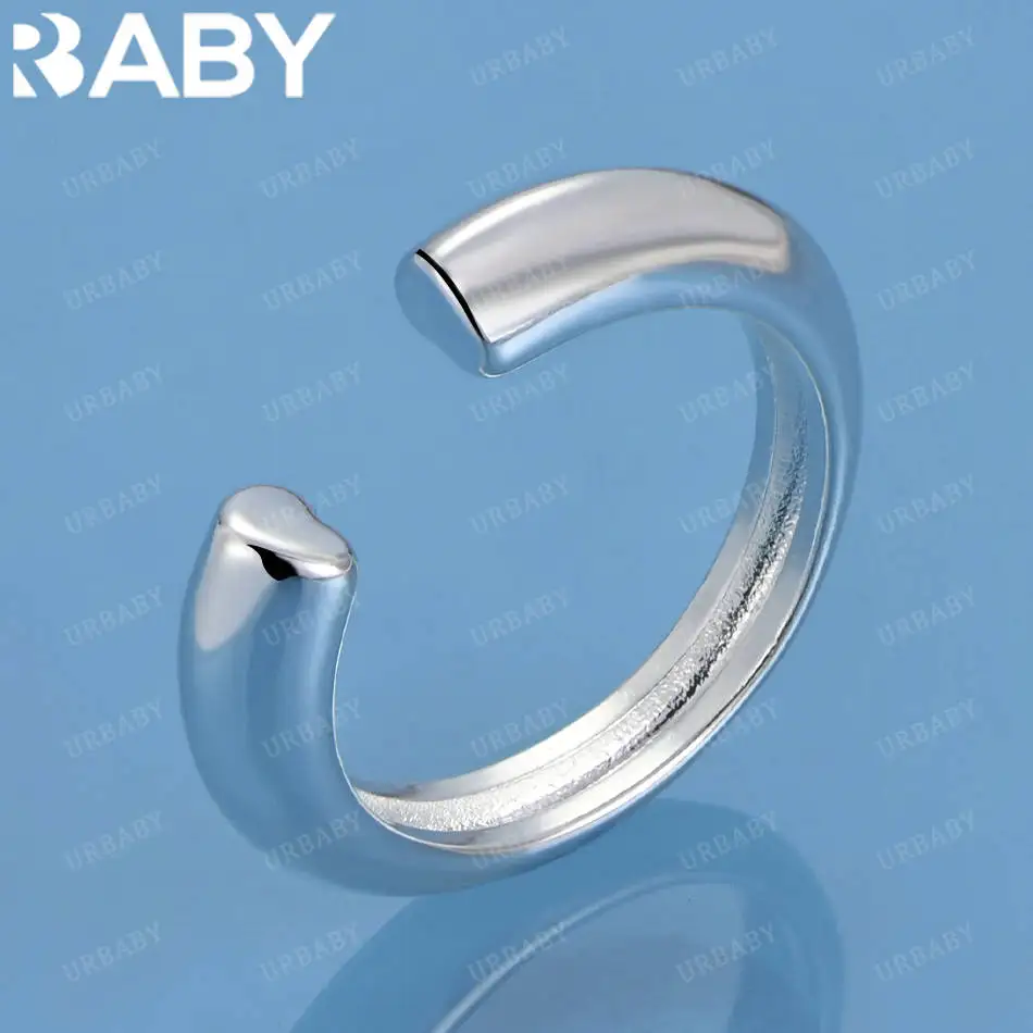 

URBABY 925 Sterling Silver Geometric Open Ring For Women Men Fashion Jewelry Charm Grace Wedding Engagement Accessories