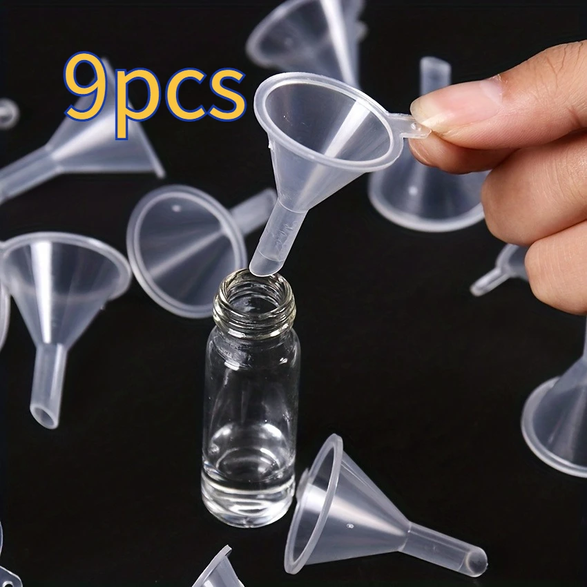 9 pcs/group, small plastic funnel, suitable for empty bottles filled with perfumes, mini liquid