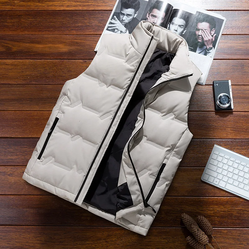 

Windproof Down Vest Men Autumn Winter New Stand-up Collar Down Vest Sleeveless White Duck Jacket Men's Short Vest Warm Waistcoat