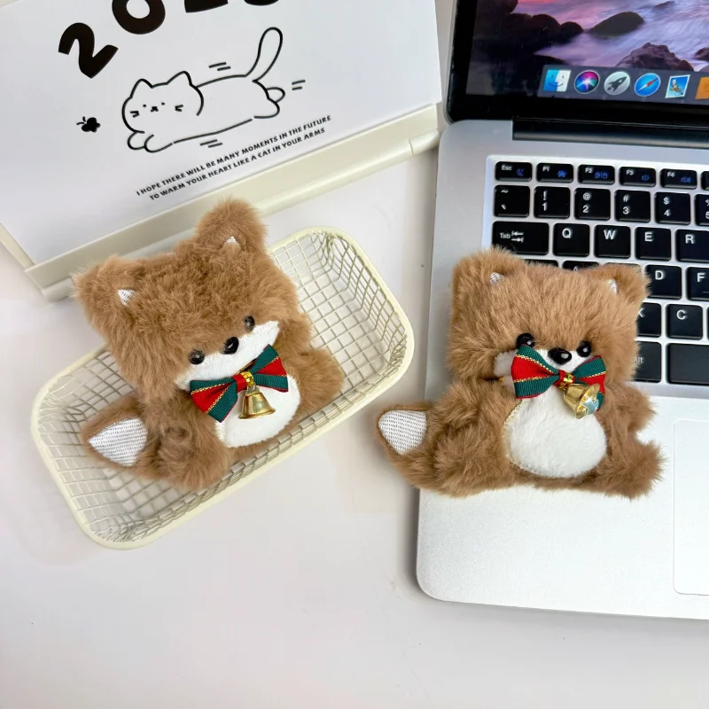 Nuevo zorro de peluche lindo campana de dibujos animados bolsa de zorro colgante accesorios de decoración muñeco de peluche de Navidad regalo para llaveros de niños y niñas
