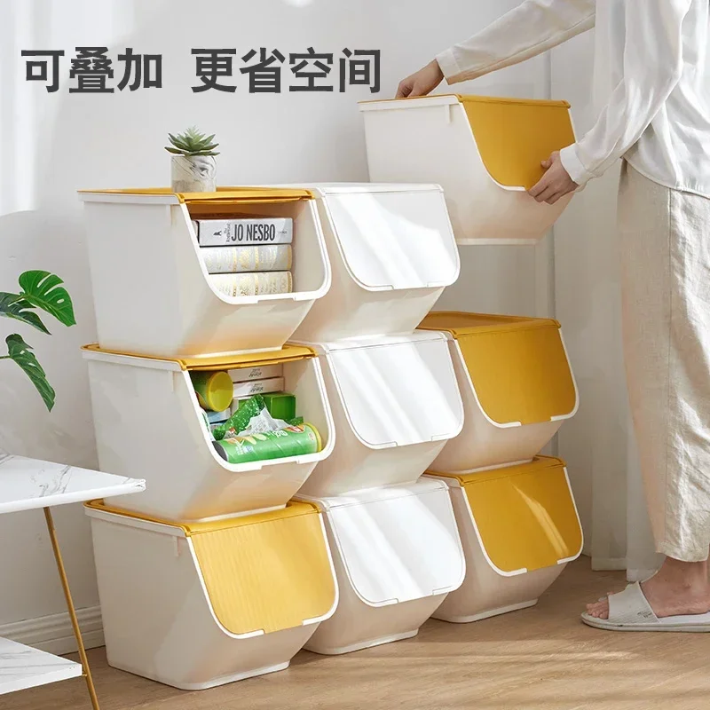 

Hot sale new home living room storage box front opening clothes toys snack cabinet organizing flip lid