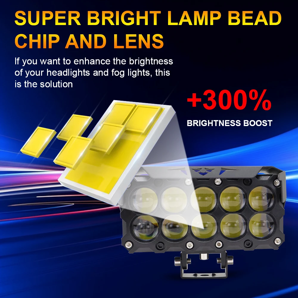Motorcycle LED Spot Light Dual Color Hi/Low Beam Fog Lamps with Fan for Car Trucks SUV UTV Lens Headlight Driving Light view 3