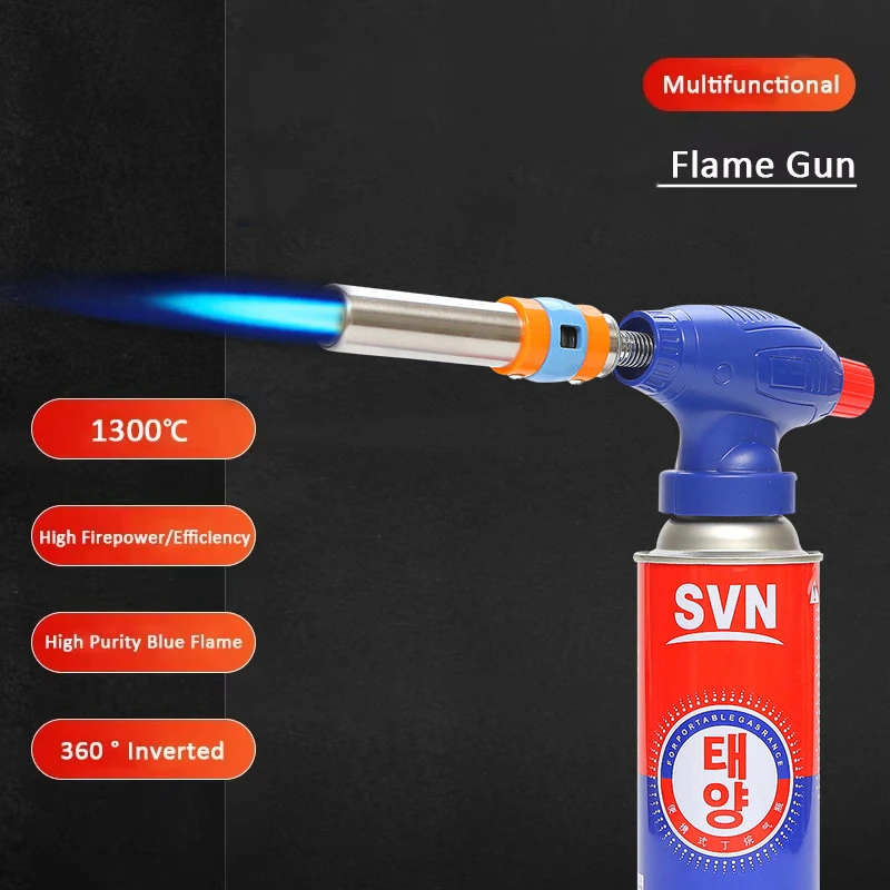 

Portable Flame Gun Gas Burner Torch Butane Burner with Hose Outdoor Camping BBQ Flamethrower Welding Equipment Kitchen Lighter