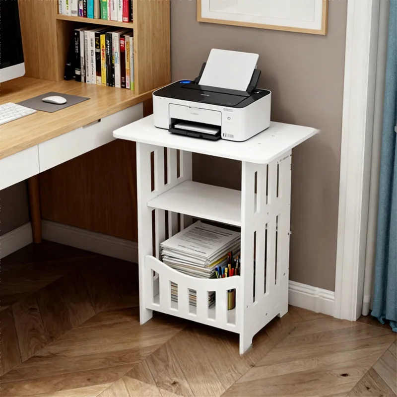 

1PCS Modern Mini Bedside Table With 2-Tier Open Shelves - PVC-Wood Composite Space-Saving Nightstand For Small Spaces