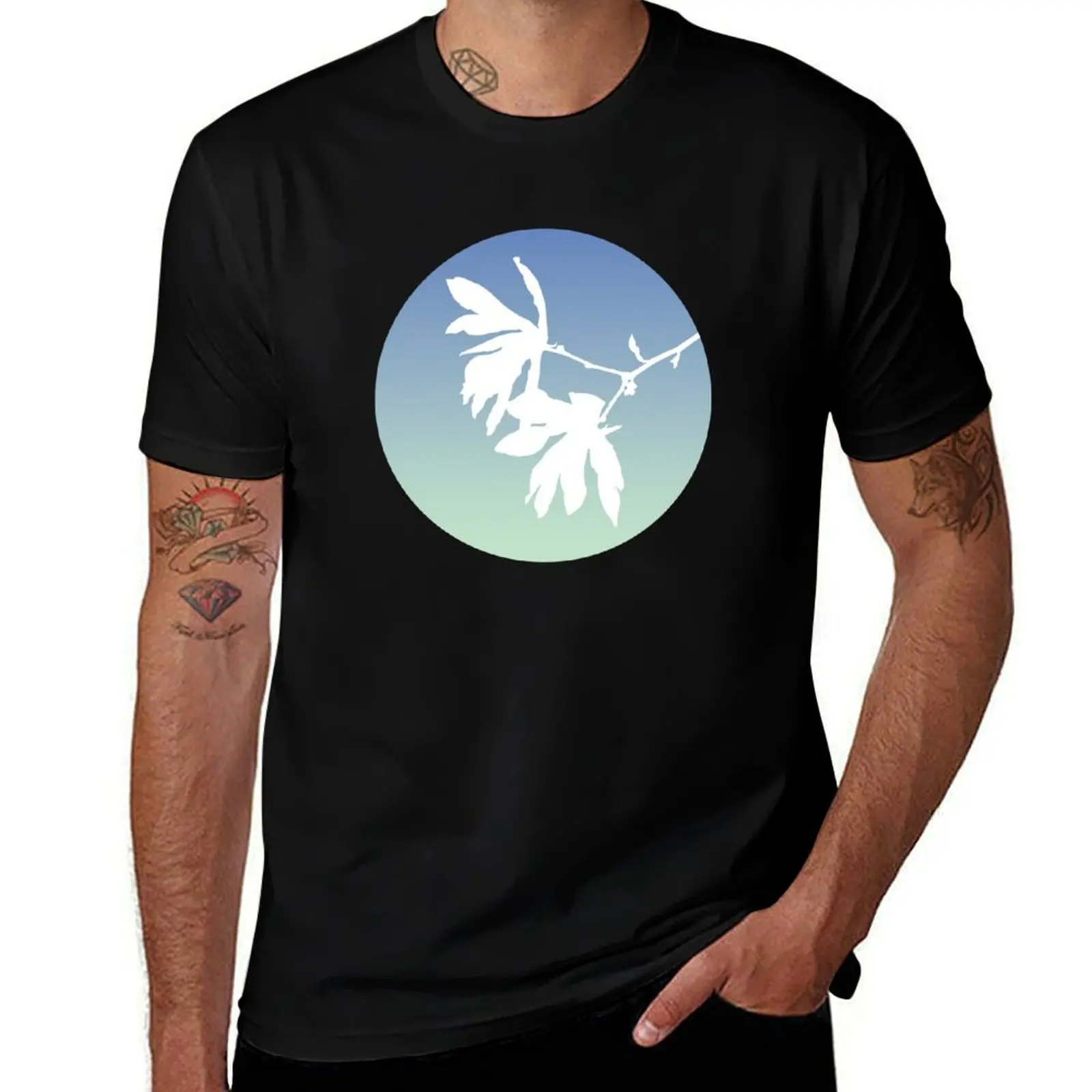 

Magnolia Tree in Bloom in Bethlehem, Aqua Gradient T-Shirt man t shirts high quality luxury brand t shirt man casual T-Shirt