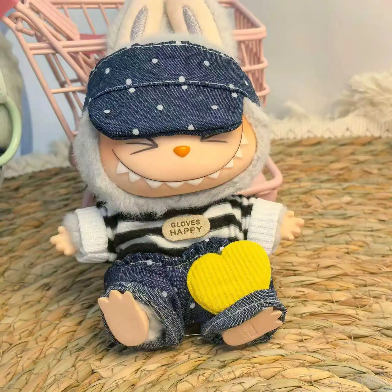 

17cm Mini Plush Doll'S Clothes Outfit Accessories For Korea Kpop Exo Labubu Idol Striped clothes eyes shoes suit Clothing Gift