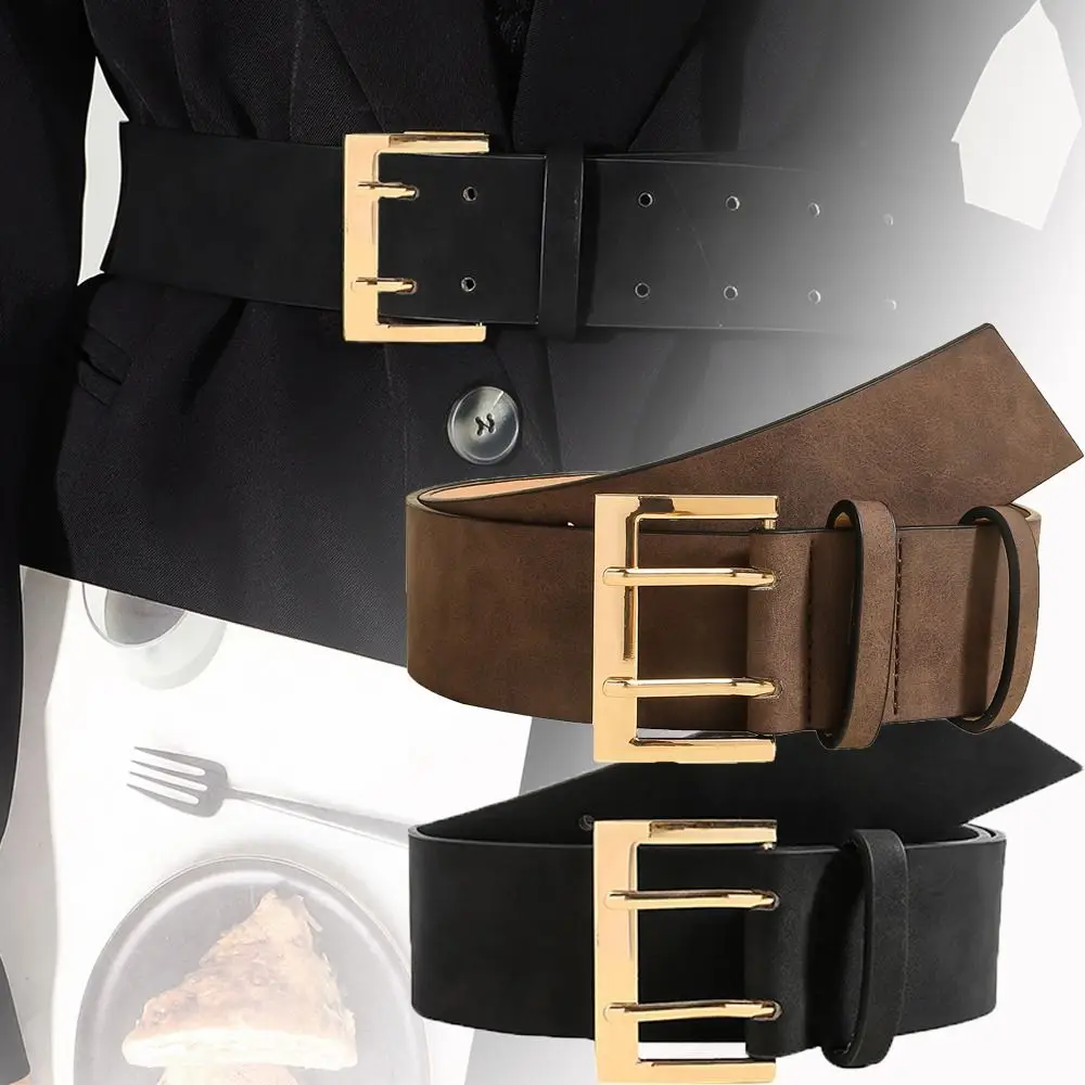 

Retro Luxury Design Suede Leather Wide Belt Trendy Versatile Business Waist Strap Casual Pin Buckle Waistband Gifts