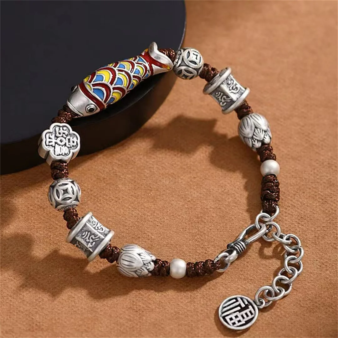 Sterling Silver 999 Pixiu Bracelet for Men and Women's Wealth Transfer Personalized Handwoven Fashion National Style