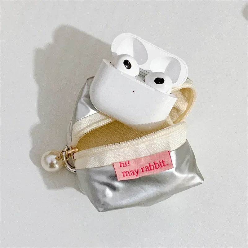 Cute Mini Coin Bag Portable Wireless Earphone Bag Protective Cover New Fashion Three-dimensional Solid Color Glossy Coin Purse