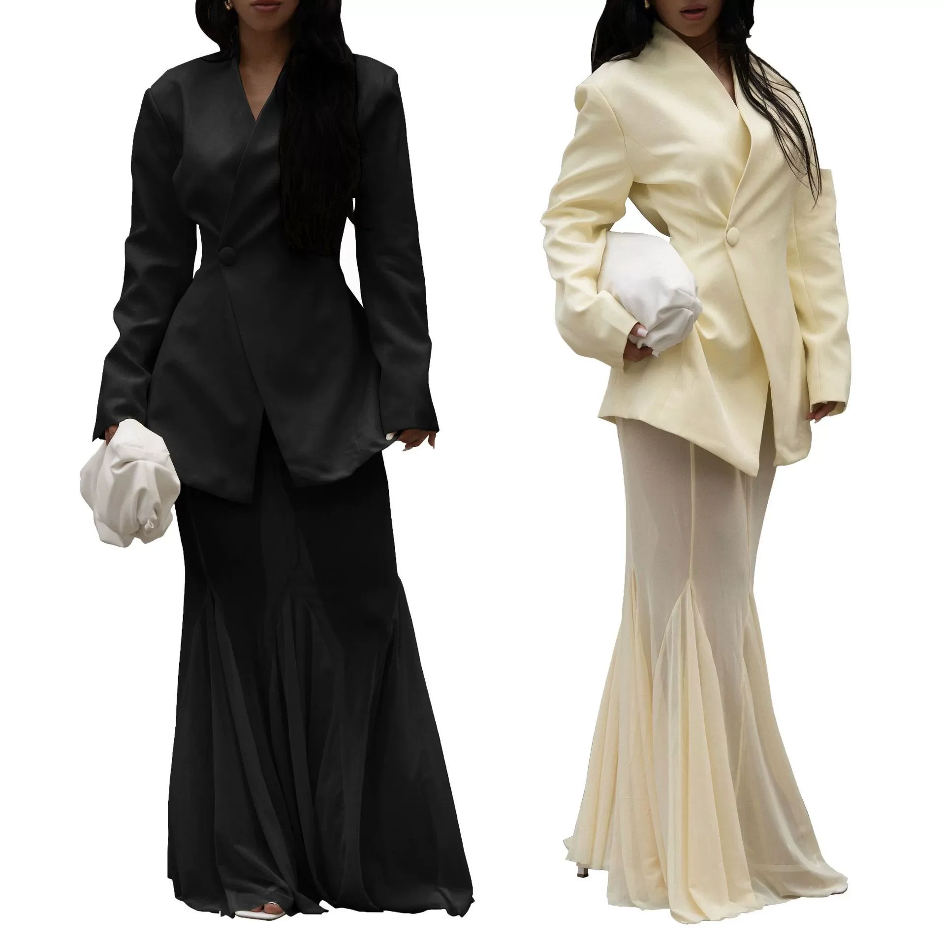 2026 primavera elegante feminino conjunto de duas peças mangas compridas terno casaco e saia de malha moda escritório senhora roupas de festa