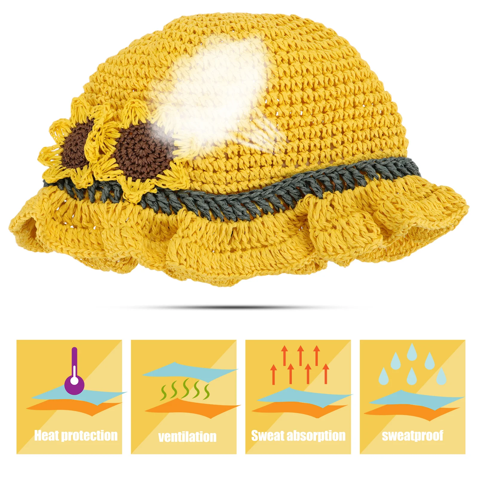 1Pcs Kids Sunflower Straw Sun Hat Lightweight Summer Beach Cap Children Sun Protection Outdoor Hat Summer Cap Kids Beach