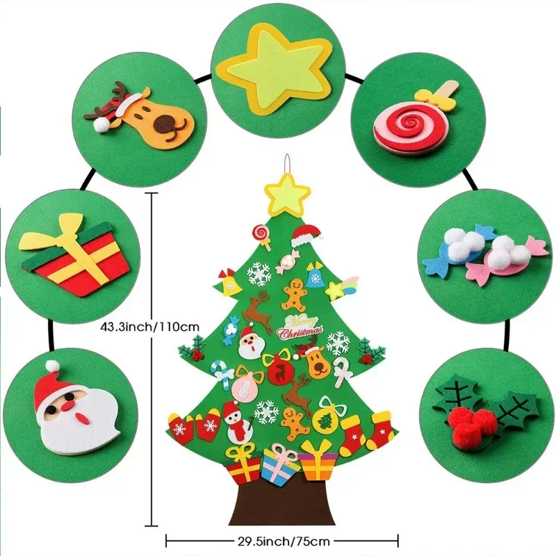 Felt Christmas Tree Stickable DIY Decorative Pendant Splicing Style Children's Handmade Puzzle 3D Christmas Tree Decoration