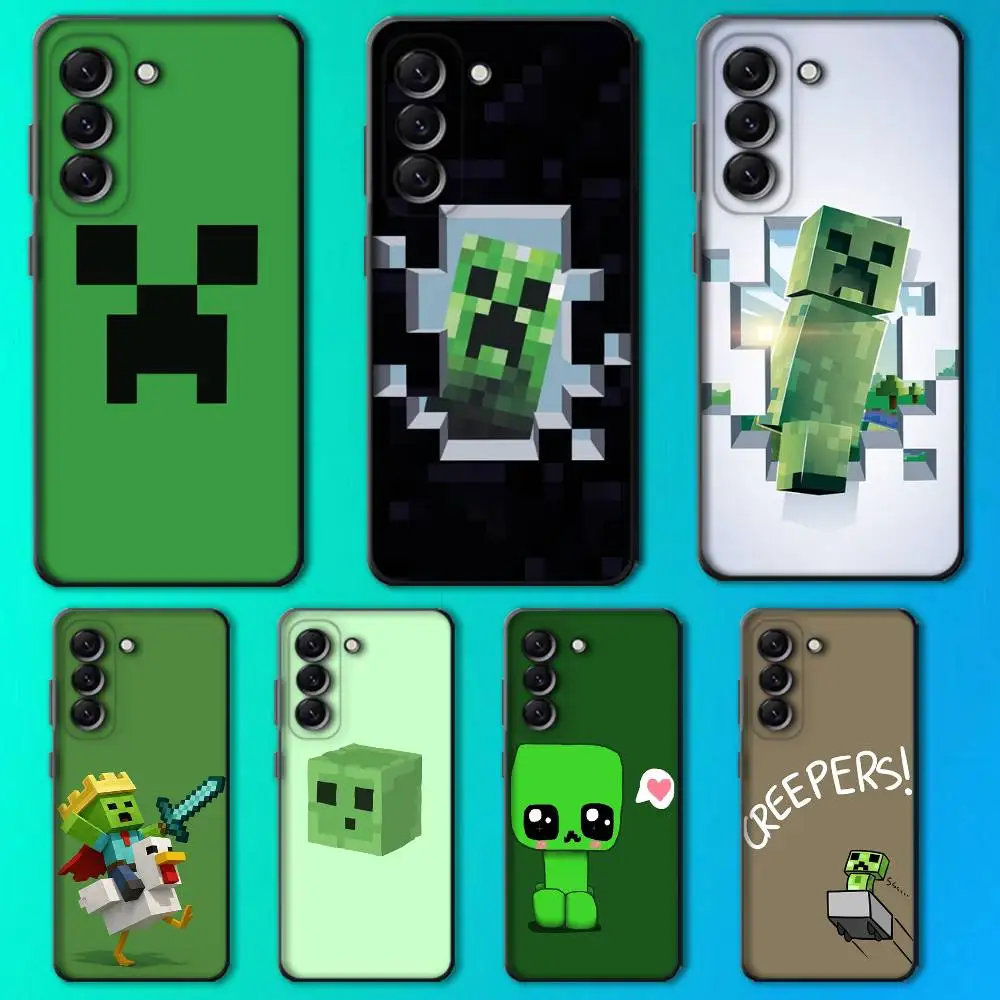 Capa de telefone verde pixel monster trepadeira para samsung galaxy a13, a21s, a22, a31, a32, a52, a53, a71, a80, concha preta macia