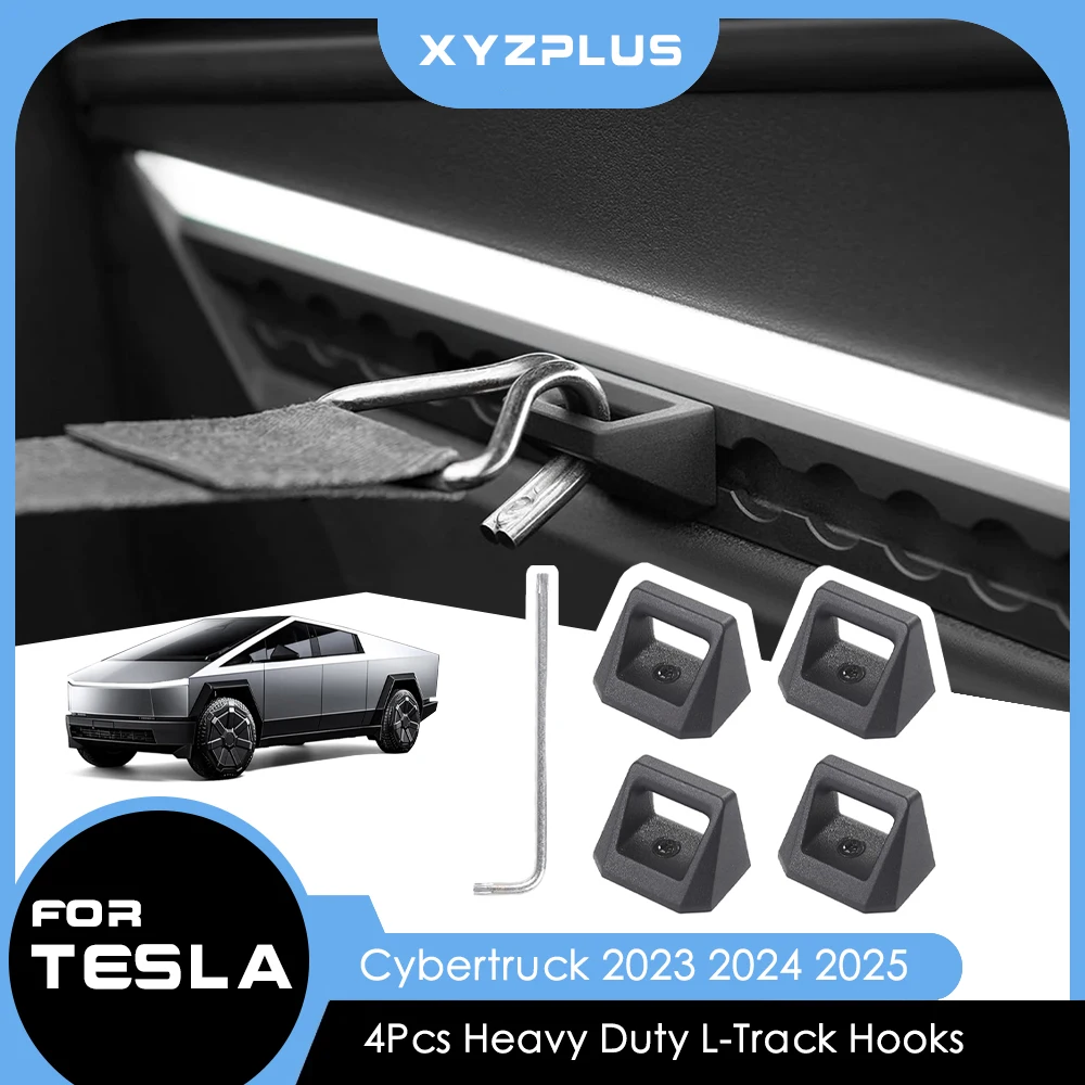 For Tesla Cybertruck 2023 2024 2025 4PCS Heavy Duty L-Track Hooks Cyber Hooks Bed Rail Track Hook Enclosed Trailer Accessories