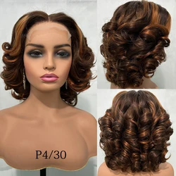 100% Raw Indian Virgin Hair Bouncy Wave 5x5 HD Lace Closure Wigs High Density 12