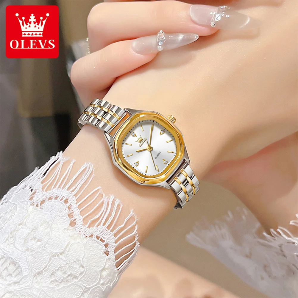 OLEVS 5888 Ladies Watches Gold Original Elegant Fashion Square Quartz Watch Waterproof Watches For Man Gifts Box Reloj