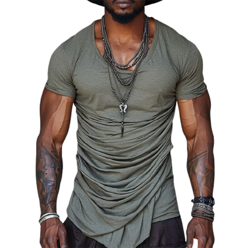 

Весенне-летние повседневные мужские футболки для отдыха, дышащие тонкие футболки с короткими рукавами и круглым вырезом, мужские винтажные однотонные пуловеры