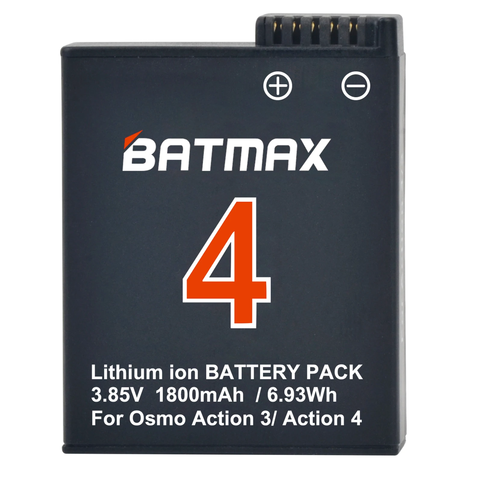 Batmax 1800mAh Battery for Osmo Action 4 battery+Dual Charger Box for DJI Osmo Action 4, Osmo Action 3 Sports Camera Accessories