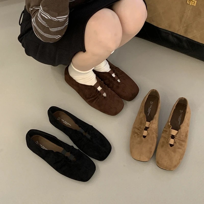 

SUOJIALUN 2025/Новые брендовые женские туфли на плоской подошве, женские туфли без шнуровки с круглым носком, элегантные женские туфли Laofer на мягком плоском каблуке, элегантные женские туфли Мэри Джейн