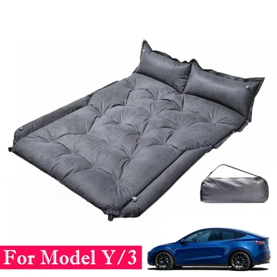 For Tesla Model Y Model 3 Camping Air Mattress Self Inflatable Sueded Car Airbed Thickened For Model Y Travel Bed Built in Foam