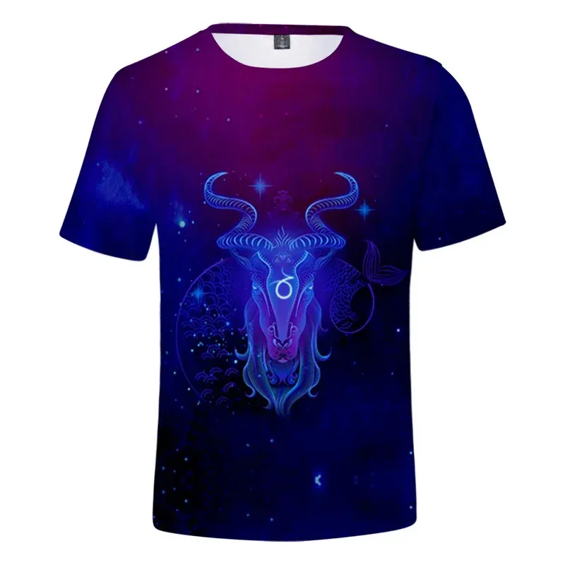 2025 11 كلاسيكي 12 علامات زودياك تي شيرت البلوز برج الحمل الجوزاء السرطان 12 الأبراج الرجال/النساء قصيرة الأكمام ثلاثية الأبعاد رقيقة #3