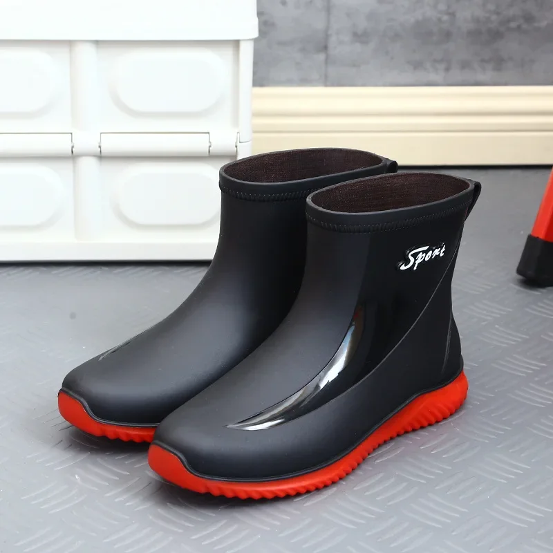 Botas de lluvia antideslizantes Para hombre, Zapatos impermeables resistentes al desgaste Para exteriores, color negro, Otoño, 2024