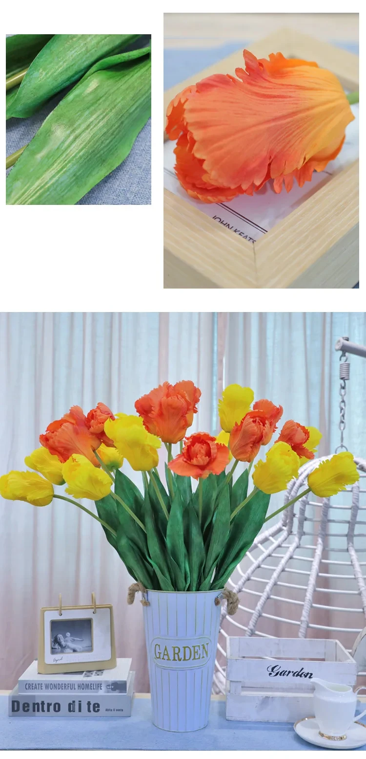 5 Stück feuchtigkeitsspendende große Tulpen, künstliche Blumen mit echter Haptik, Hochzeitsdekoration, Tulpen, Wohnaccessoires, Party-Tischdekoration, Blumen. – Detail 5
