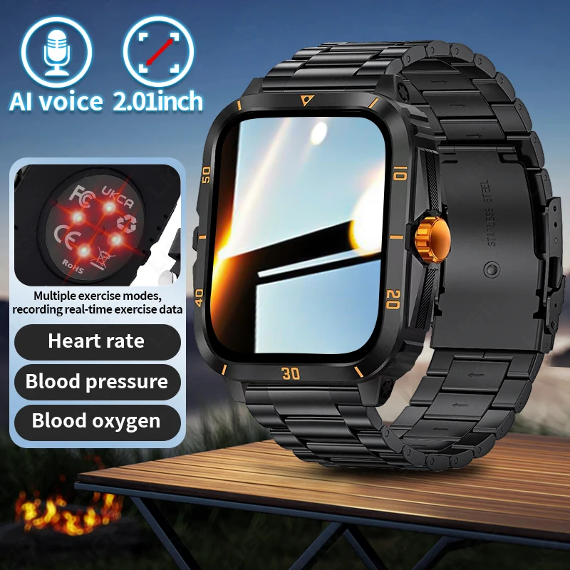 

LIGE 2.01"HD Smart Watch Bluetooth Call Health Monitor Sports Fitness Waterproof Voice Assistant Men Smartwatch For Android IOS